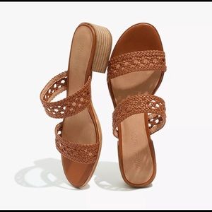 Madewell The Marianna Basketweave Day Heel Sandals in Tan Leather Size 7